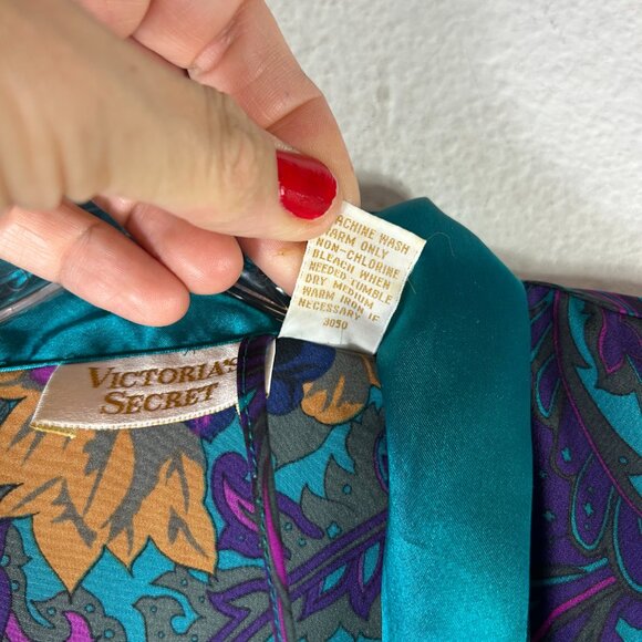 Victorias Secret Gold Label womans Floral Robe One Size teal purple pink green - Picture 4 of 11